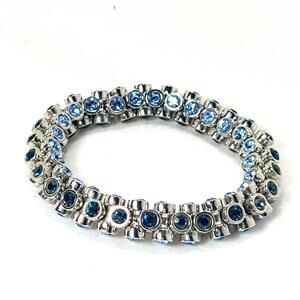 Blue Rhinestone Stretch Bracelet Bling Size 6.5" circumference